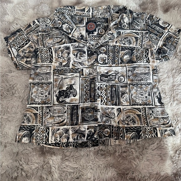 Harley-Davidson Tops - Harley-Davidson Hawaiian Shirt Graphic Motorcycle Button Down Shirt Sz Small